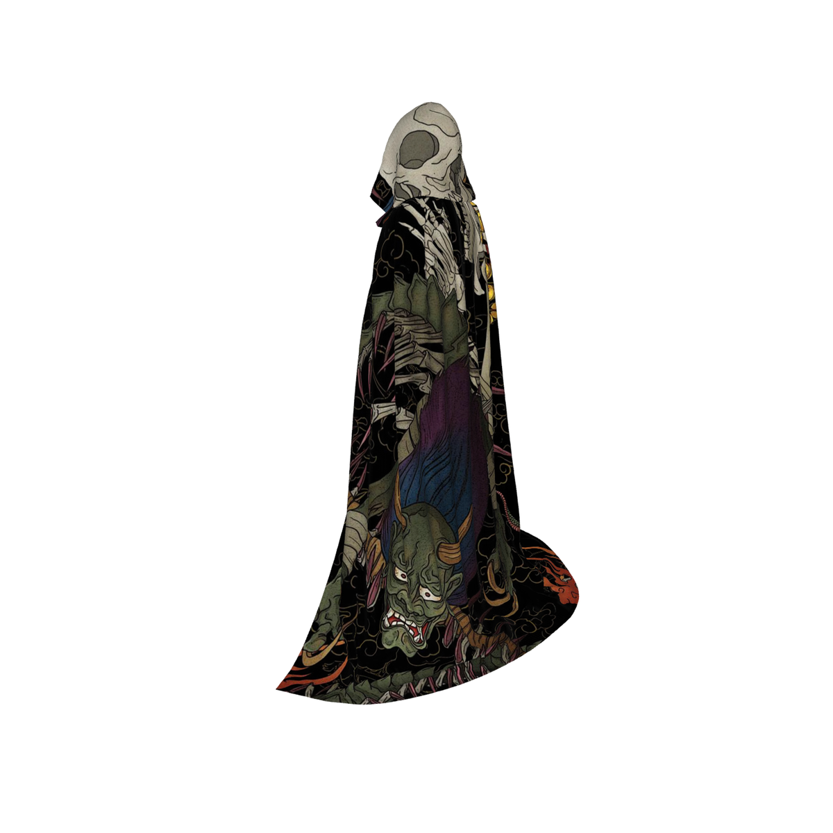 Kyoto-Lion Japanese Yokai And Skeletons Holiday Cloak
