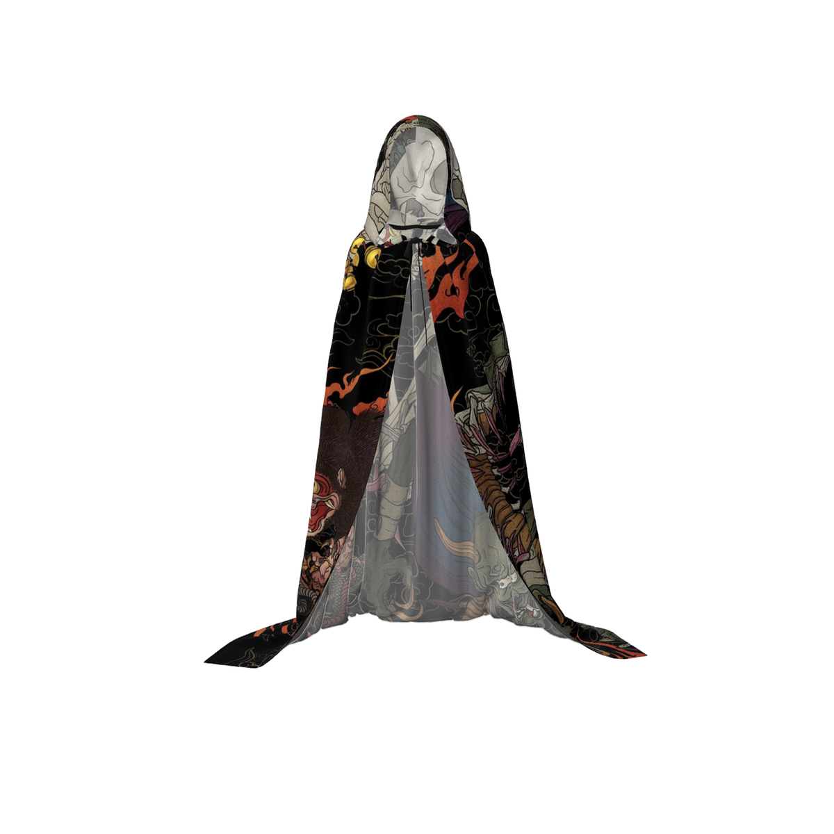 Kyoto-Lion Japanese Yokai And Skeletons Holiday Cloak