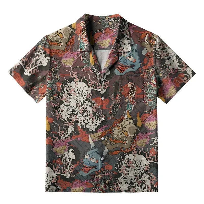 Japanese Oni Mask Hawaiian Shirt for Vacation