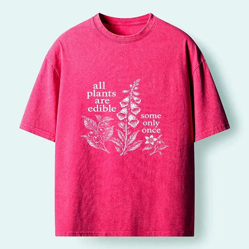 Kyoto-Lion Funny Poison Plant Art Washed T-Shirt