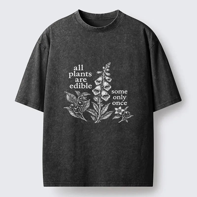Kyoto-Lion Funny Poison Plant Art Washed T-Shirt