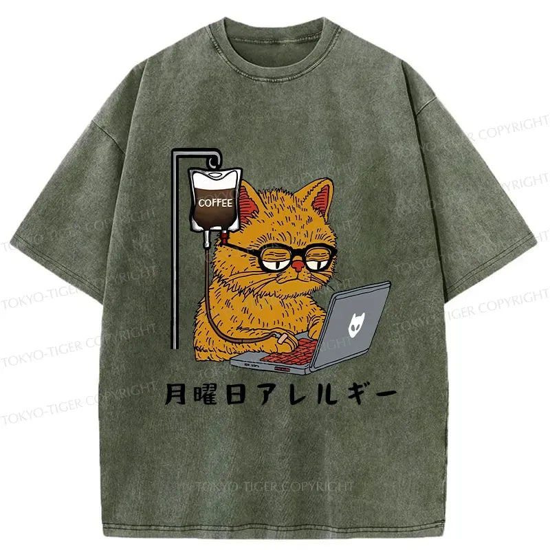 Kyoto-Lion Funny Monday Allergies Washed T-Shirt