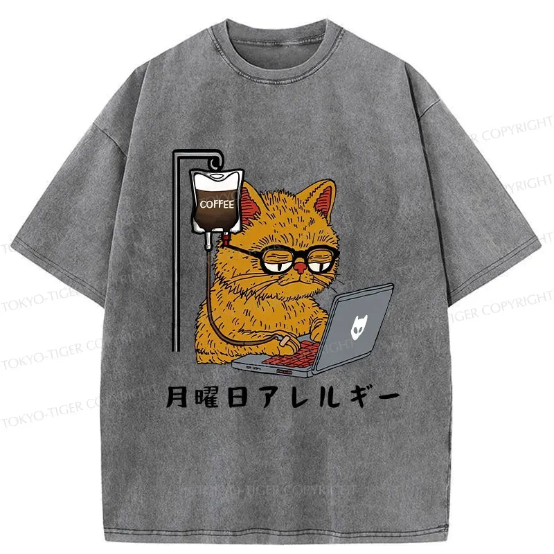 Kyoto-Lion Funny Monday Allergies Washed T-Shirt