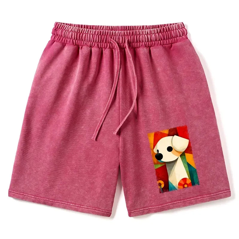 Retro Japanese Art Washed Shorts for Summer