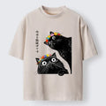 Kyoto-Lion Flower Crown Black Cat Washed T-Shirt