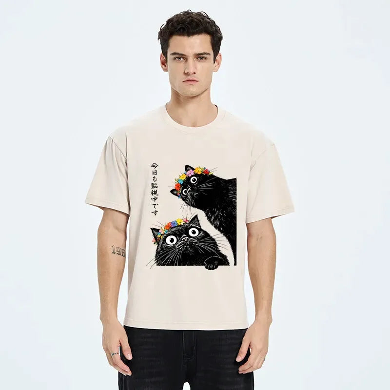 Kyoto Lion flower crown cat tee gift idea