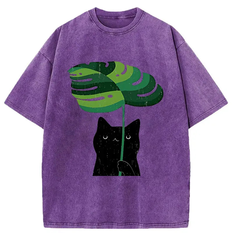 Comfortable Washed Cat T-Shirt for Men
