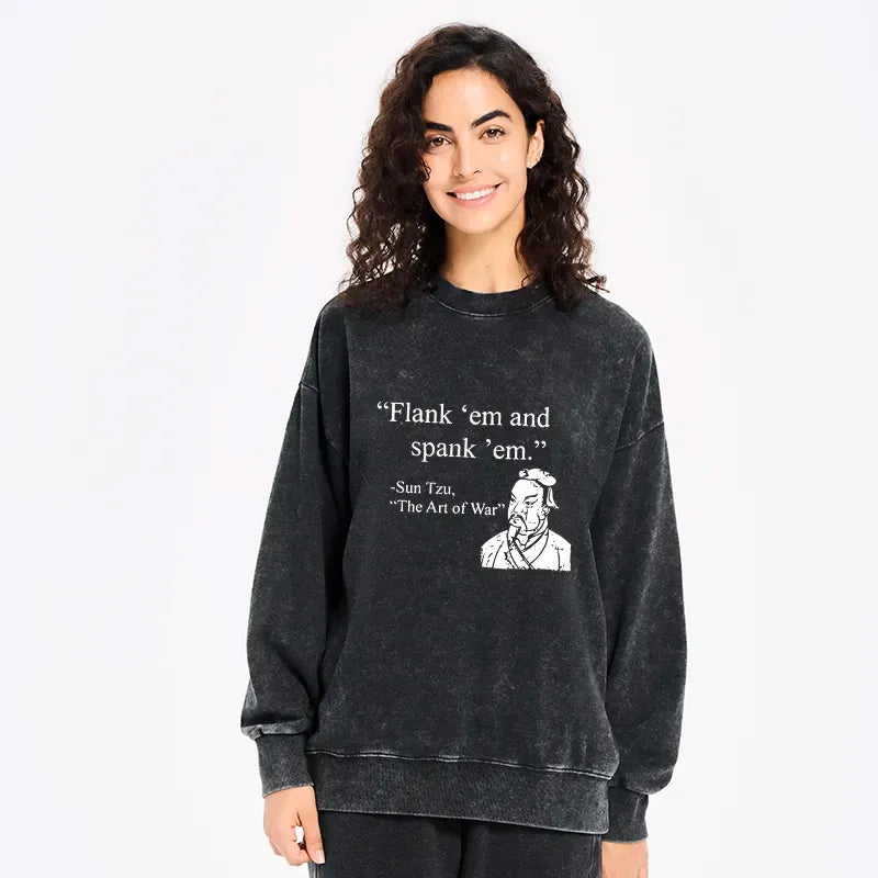 Funny Japanese Washed Sweatshirt for Daily Wear