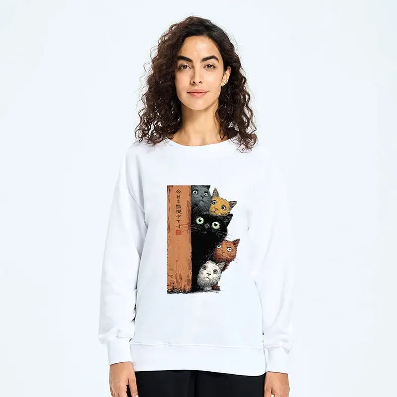classic unisex cat sweatshirt for daily wear