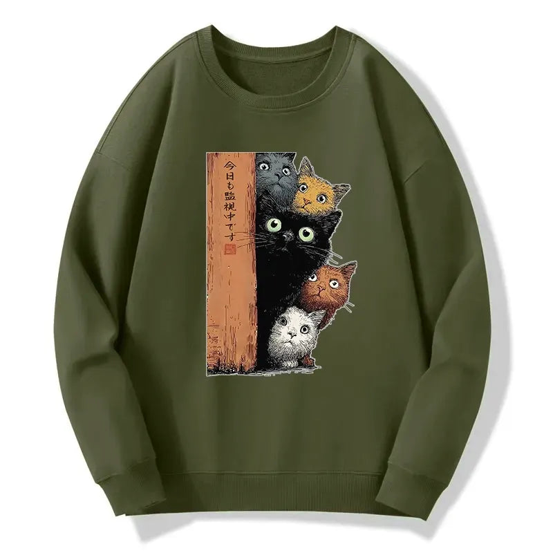 five cats are watching you sweatshirt