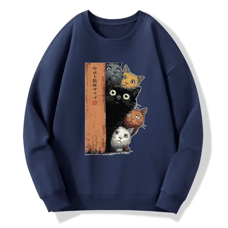 classic unisex cat sweatshirt for daily wear