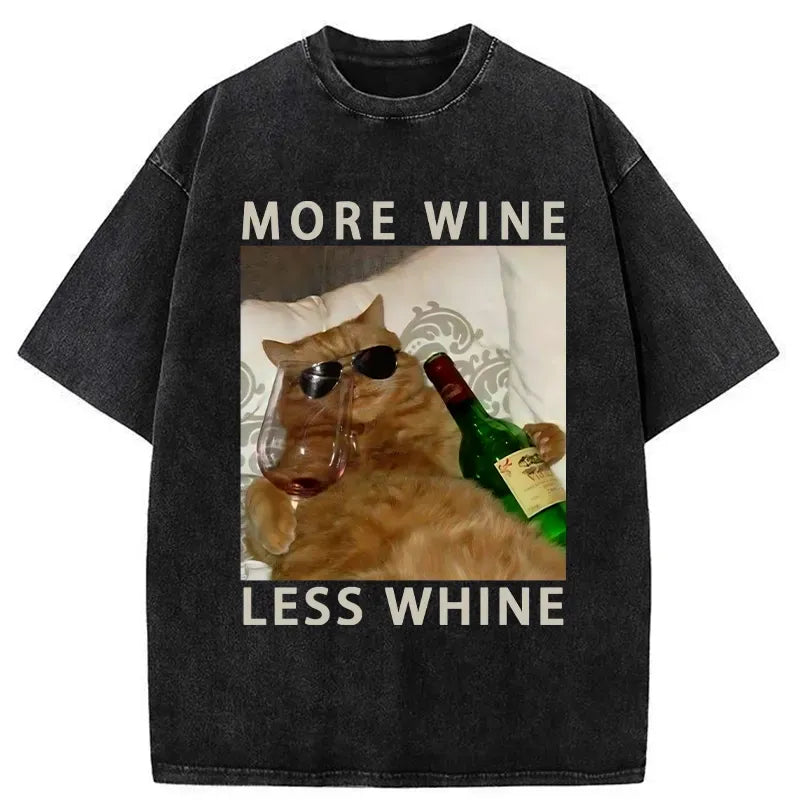 Kyoto-Lion More Wine Less Whine Washed T-Shirt