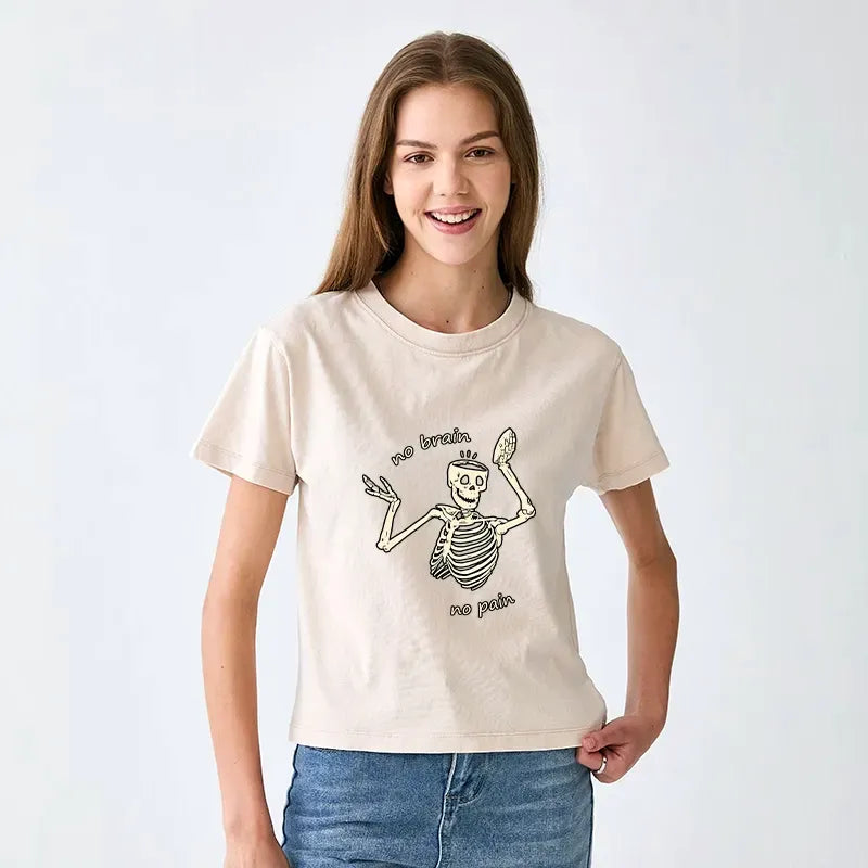 Kyoto-Lion Skeletons Feel No Pain Women's Washed T-shirt