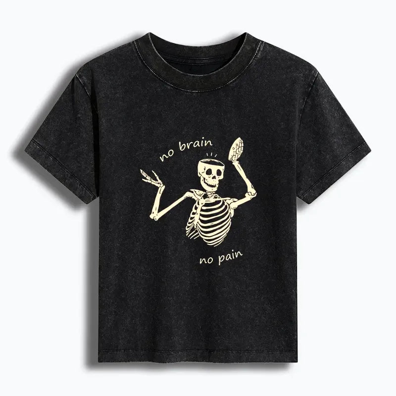 Kyoto-Lion Skeletons Feel No Pain Women's Washed T-shirt