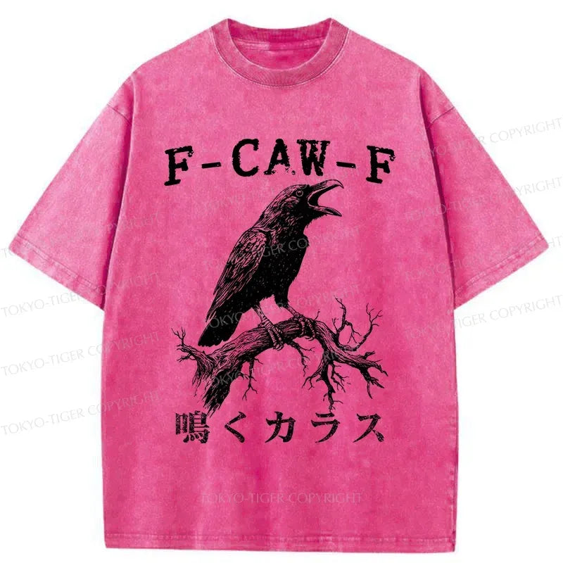 Kyoto-Lion Funny Crow Call Washed T-Shirt