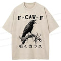 Funny Crow Washed T-Shirt for Summer