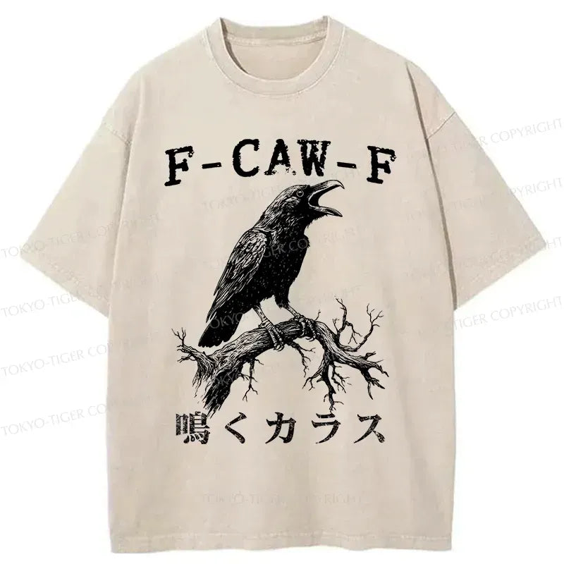 Funny Crow Washed T-Shirt for Summer