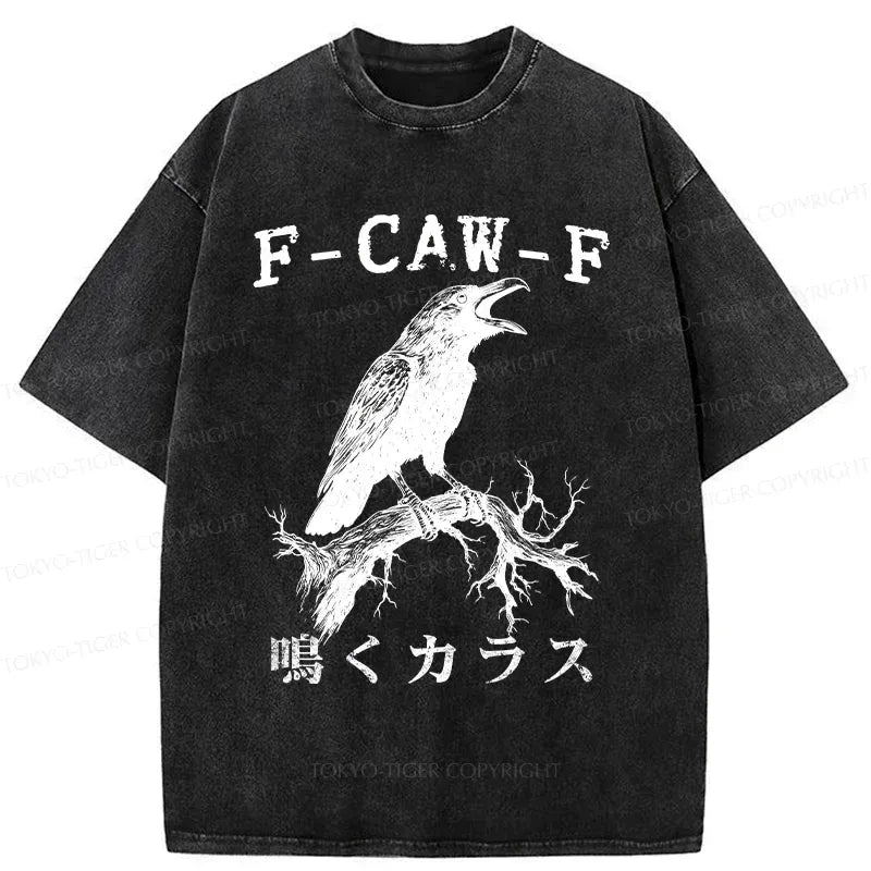 Funny Crow Washed T-Shirt for Summer
