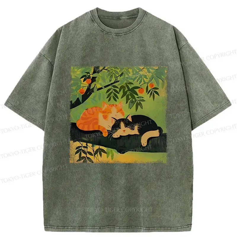 Kyoto Sleeping Cat T-Shirt for Daily Wear