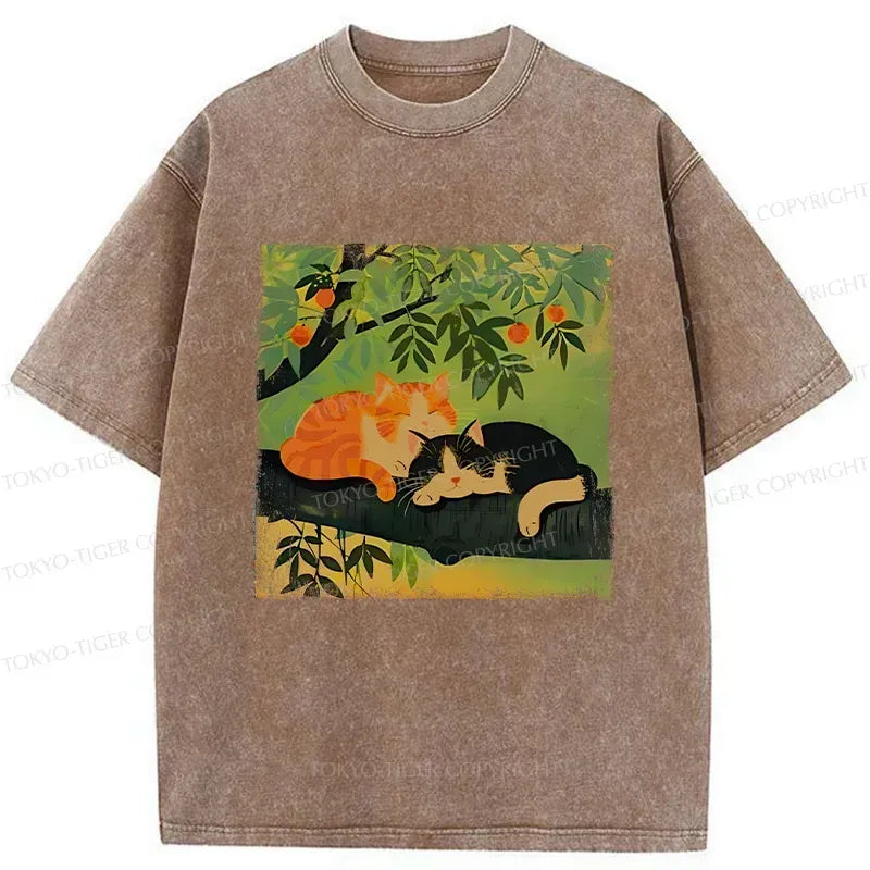 Kyoto Sleeping Cat T-Shirt for Daily Wear