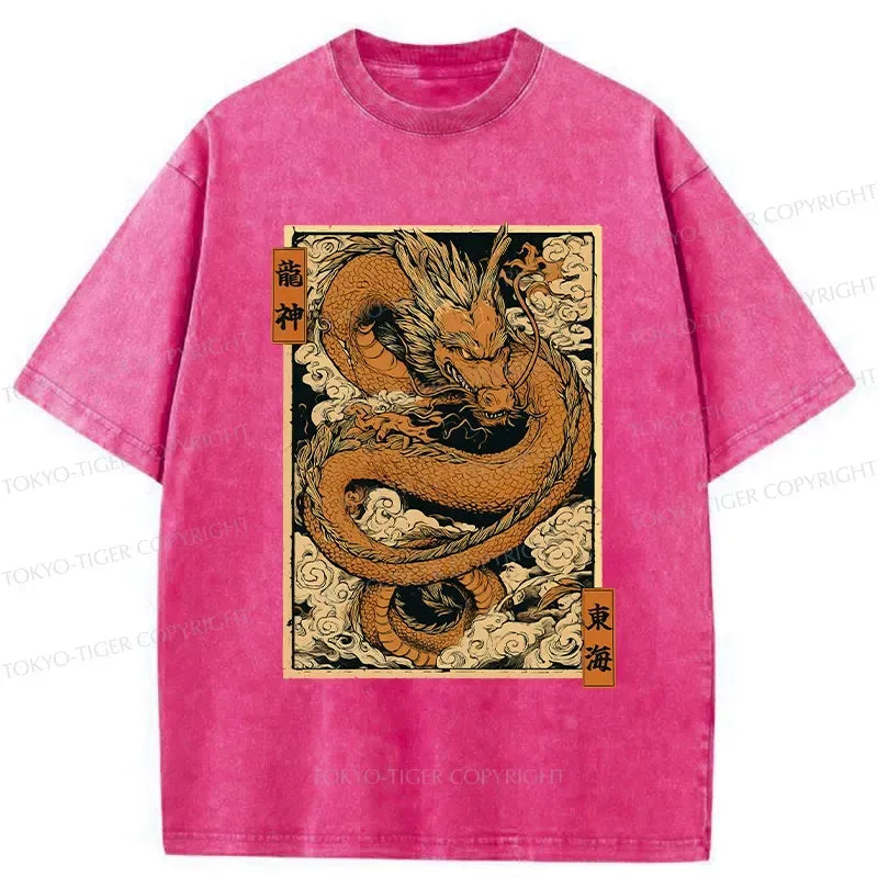 Kyoto-Lion The Majestic Dragon God Washed T-Shirt