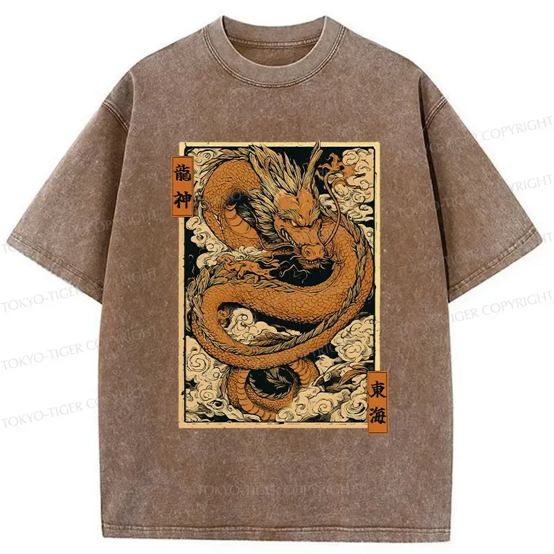 Kyoto-Lion The Majestic Dragon God Washed T-Shirt