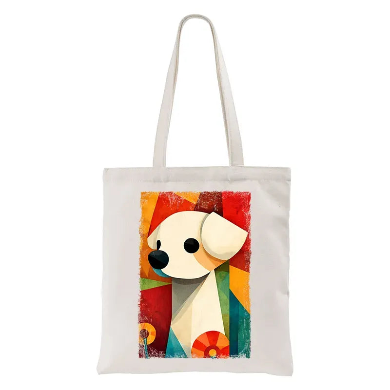 Japanese Abstract Art Canvas Tote Bag for Travel