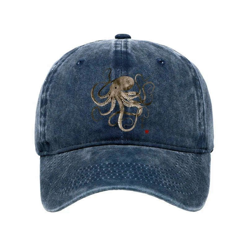 Kyoto-Lion Octopus Japanese Calligraphy Washed Cap
