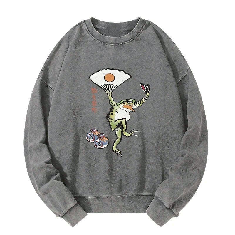 japanese frog sweatshirt for daily wear