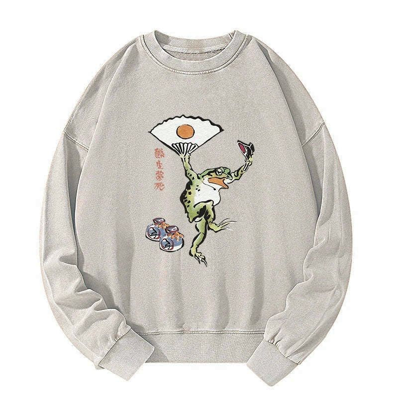japanese frog sweatshirt for daily wear