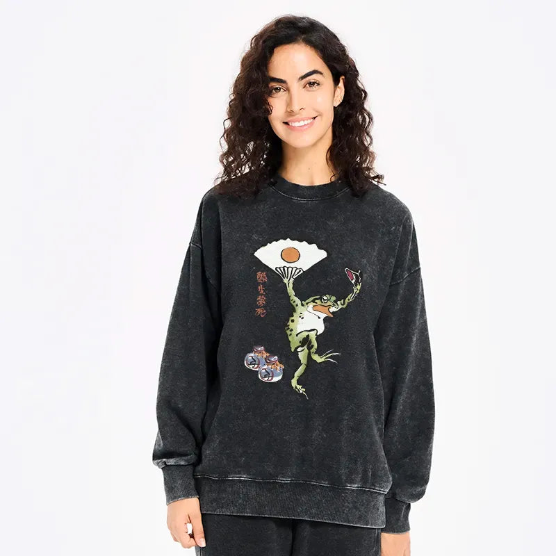 japanese frog sweatshirt for daily wear