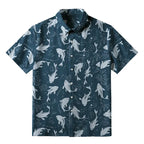 Japanese Wave Print Button-up Shirt