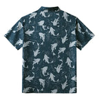 Japanese Wave Print Button-up Shirt