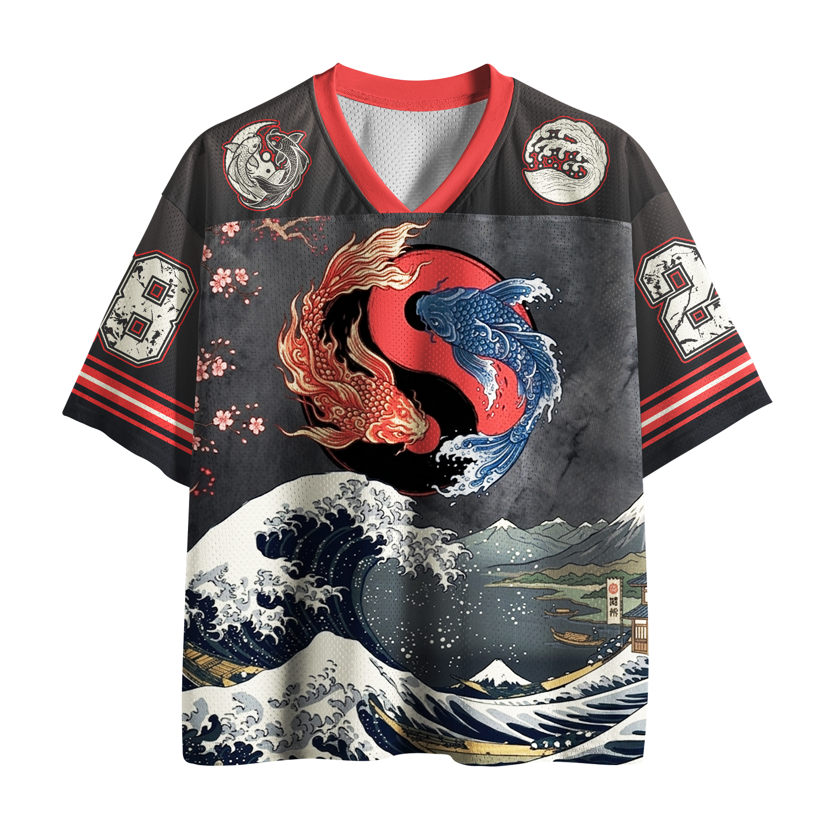 Breathable Great Wave Mesh Jersey for Fitness
