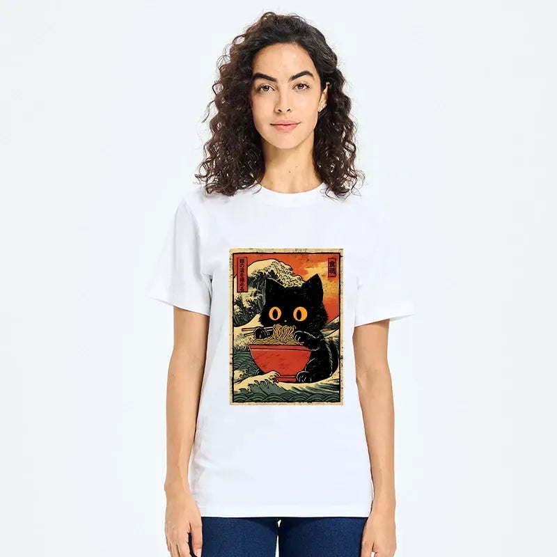 Cool Wave Cat Art Tee for Daily Wear