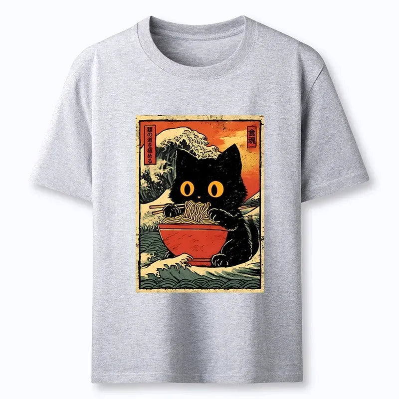 Japanese Style Cat Ramen Unisex Tee on Sale