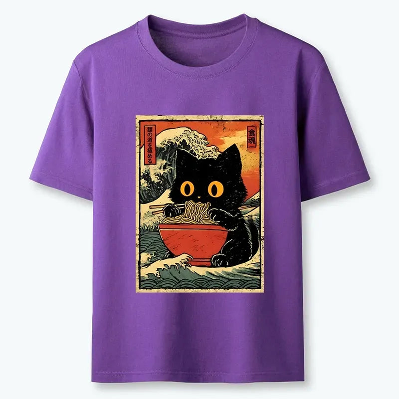 Japanese Style Cat Ramen Unisex Tee on Sale
