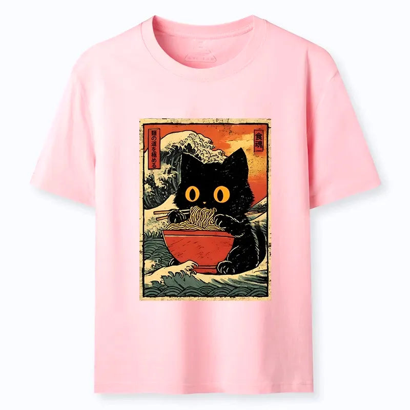 Japanese Style Cat Ramen Unisex Tee on Sale