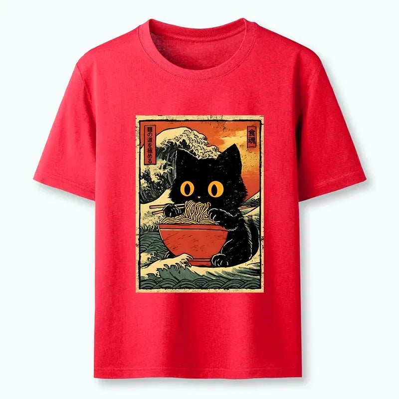 Cool Wave Cat Art Tee for Daily Wear