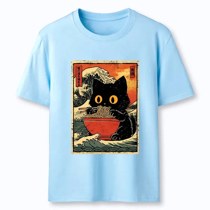 Kyoto-Lion Cool Wave Art Cat Loves Ramen Bowl Classic T-Shirt