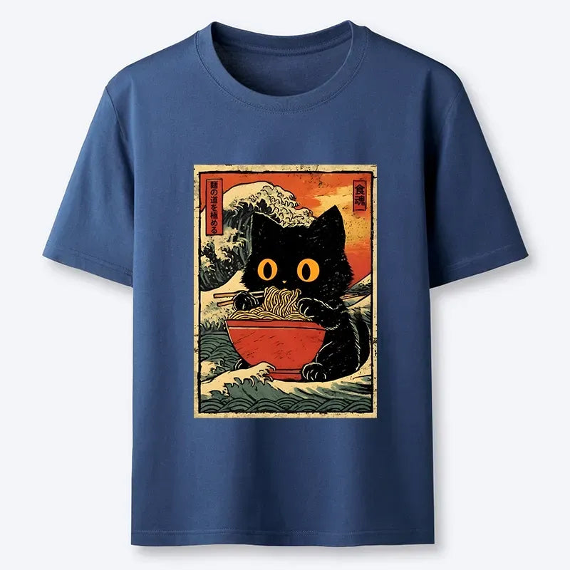 Kyoto-Lion Cool Wave Art Cat Loves Ramen Bowl Classic T-Shirt
