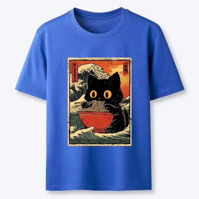 Japanese Style Cat Ramen Unisex Tee on Sale