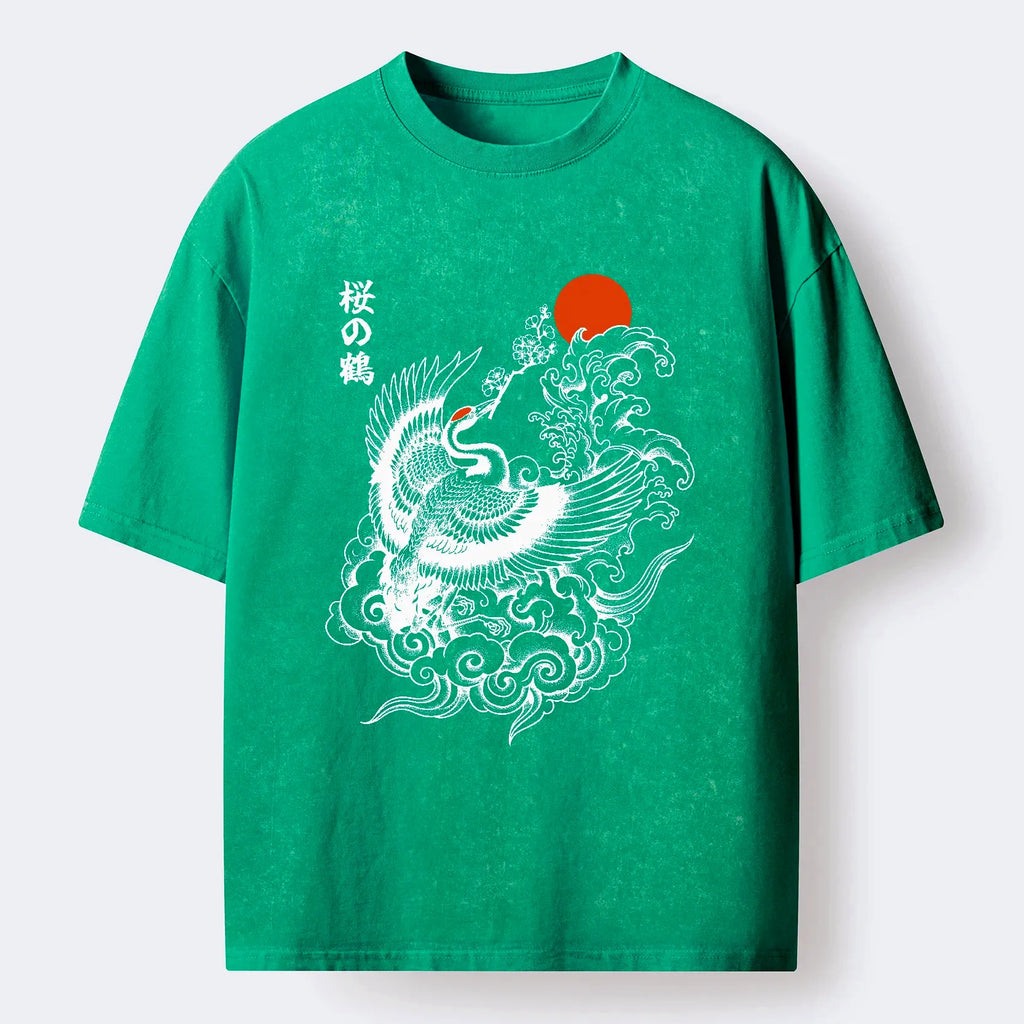 Sakura Crane T-Shirt for Daily Wear