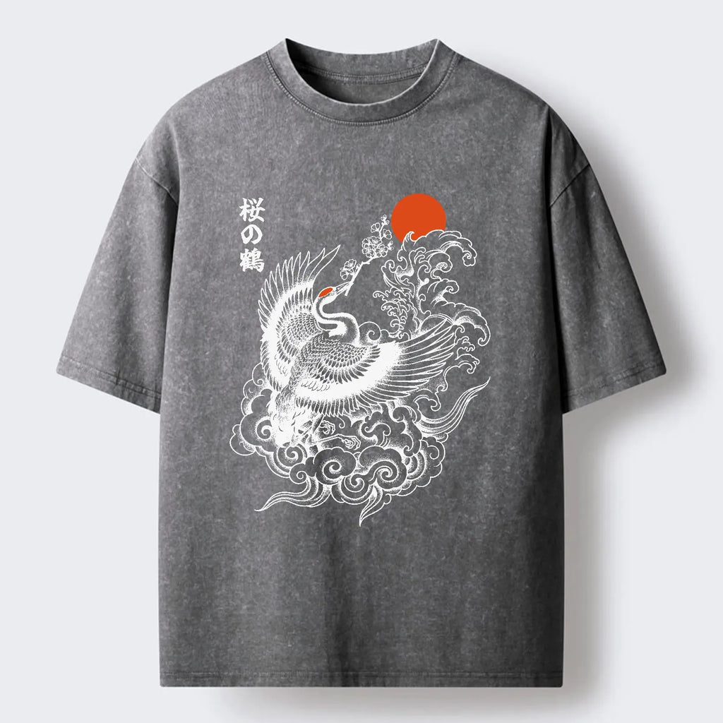 Sakura Crane T-Shirt for Daily Wear