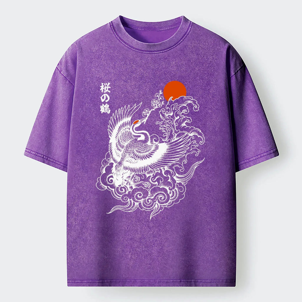 Sakura Crane T-Shirt for Daily Wear
