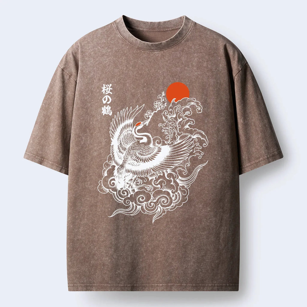 Sakura Crane T-Shirt for Daily Wear