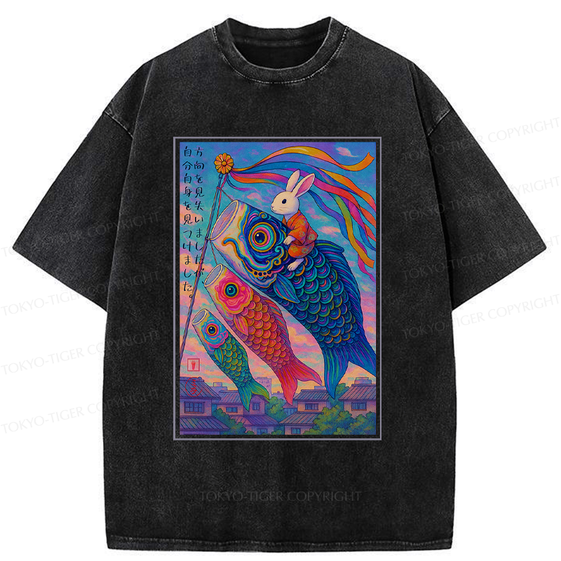 Washed Cotton Ukiyoe T-Shirt for Men