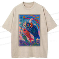 Kyoto-Lion Ukiyoe Rabbit Ride Carp Streamer Poster Washed T-Shirt
