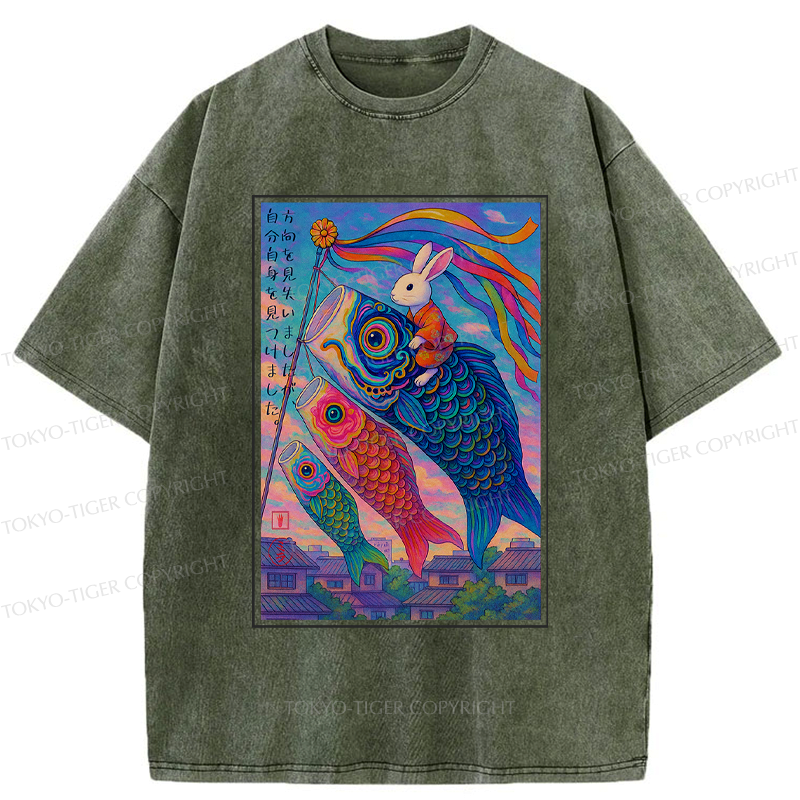 Washed Cotton Ukiyoe T-Shirt for Men