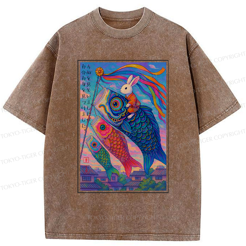 Washed Cotton Ukiyoe T-Shirt for Men